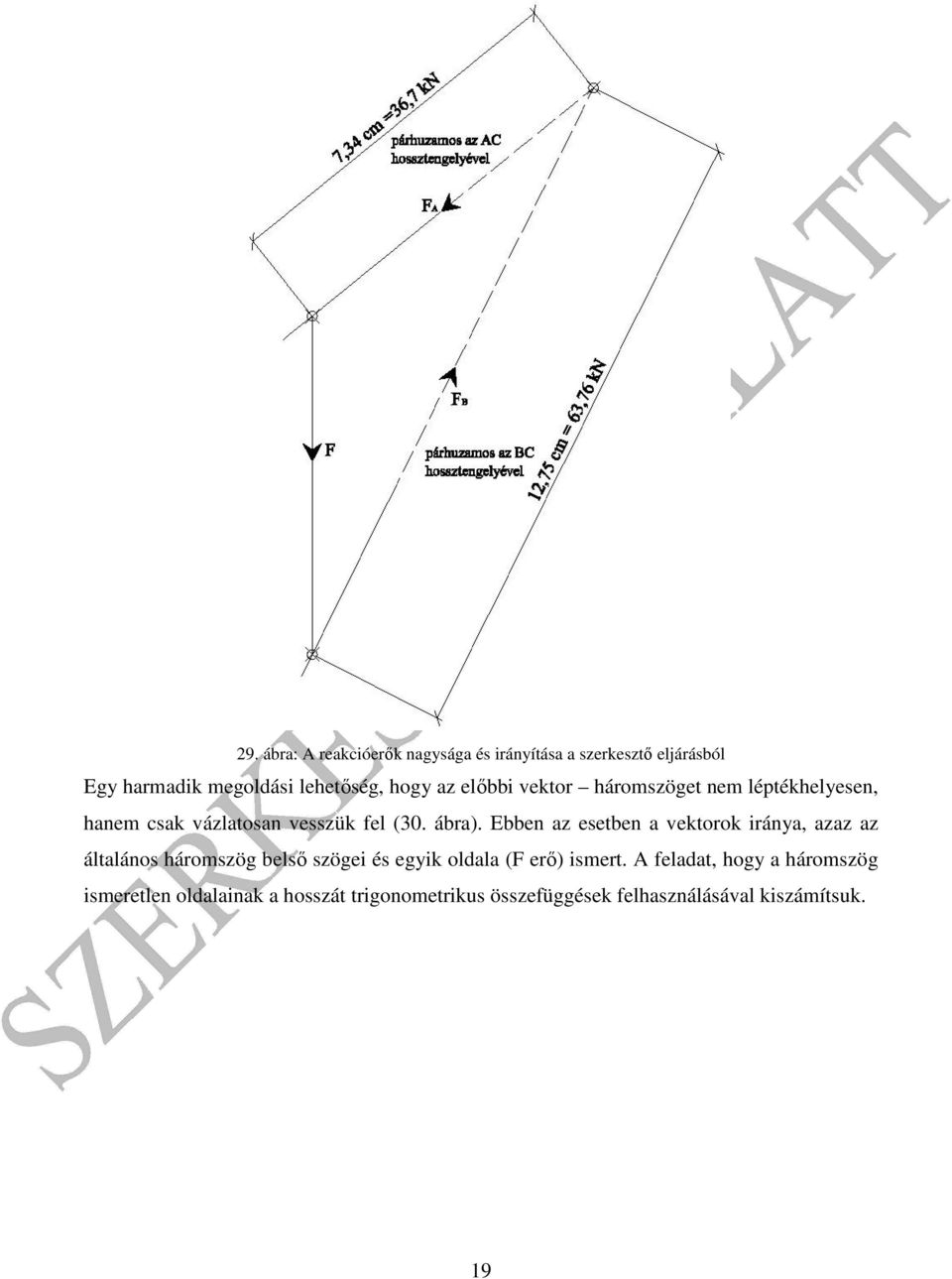 Een z eseten vektorok irán, zz z áltlános háromszög első szögei és egik oldl (F erő) ismert.
