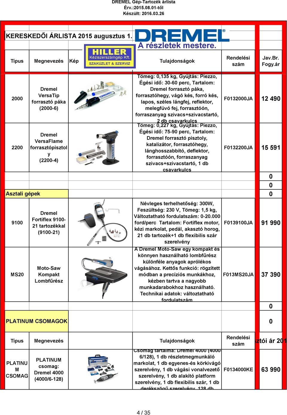 Tömeg:,135 kg, Gyújtás: Piezzo, Égési idő: 3-6 perc, Tartalom: Dremel forrasztó páka, forrasztóhegy, vágó kés, forró kés, lapos, széles lángfej, reflektor, melegfúvó fej, forrasztóón, forraszanyag