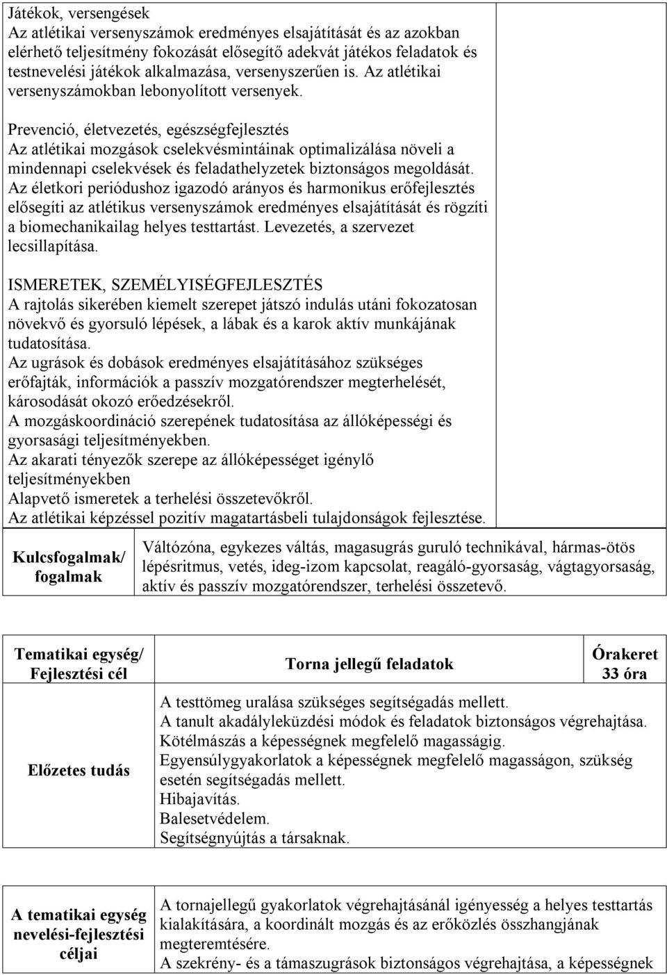 Az életkori periódushoz igazodó arányos és harmonikus erőfejlesztés elősegíti az atlétikus versenyszámok eredményes elsajátítását és rögzíti a biomechanikailag helyes testtartást.