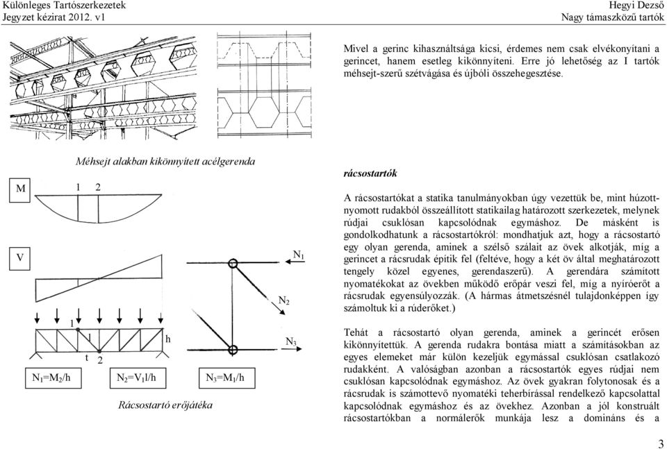 be, mint húzottnyomott rudakból összeállított statikailag határozott szerkezetek, melynek rúdjai csuklósan kapcsolódnak egymáshoz.