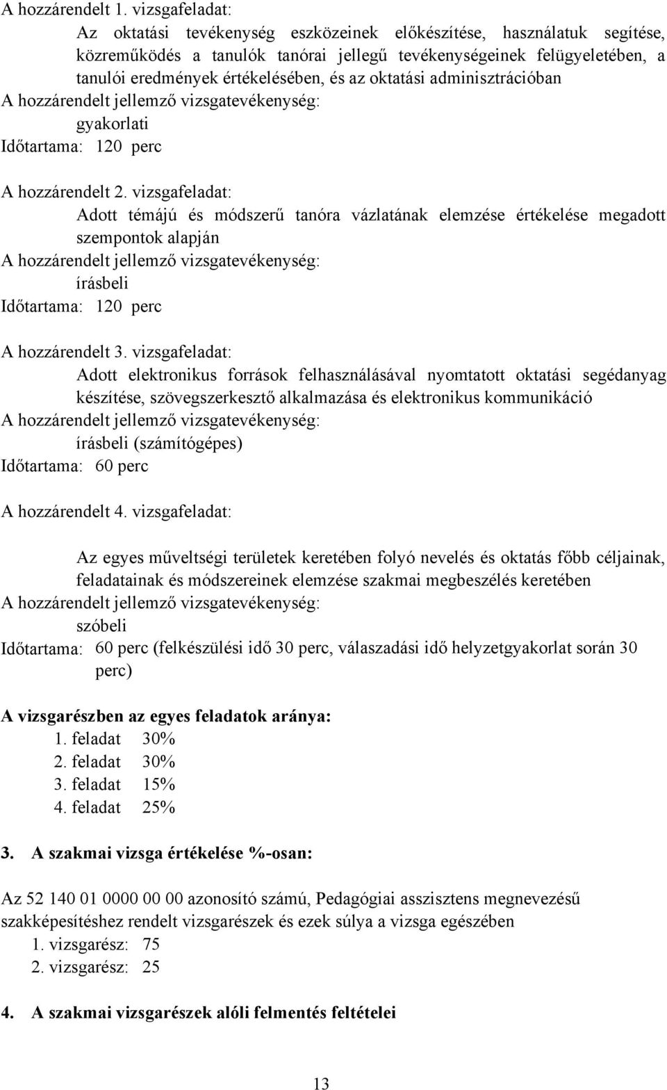 az oktatási adminisztrációban A hozzárendelt jellemző vizsgatevékenység: gyakorlati Időtartama: 120 perc A hozzárendelt 2.