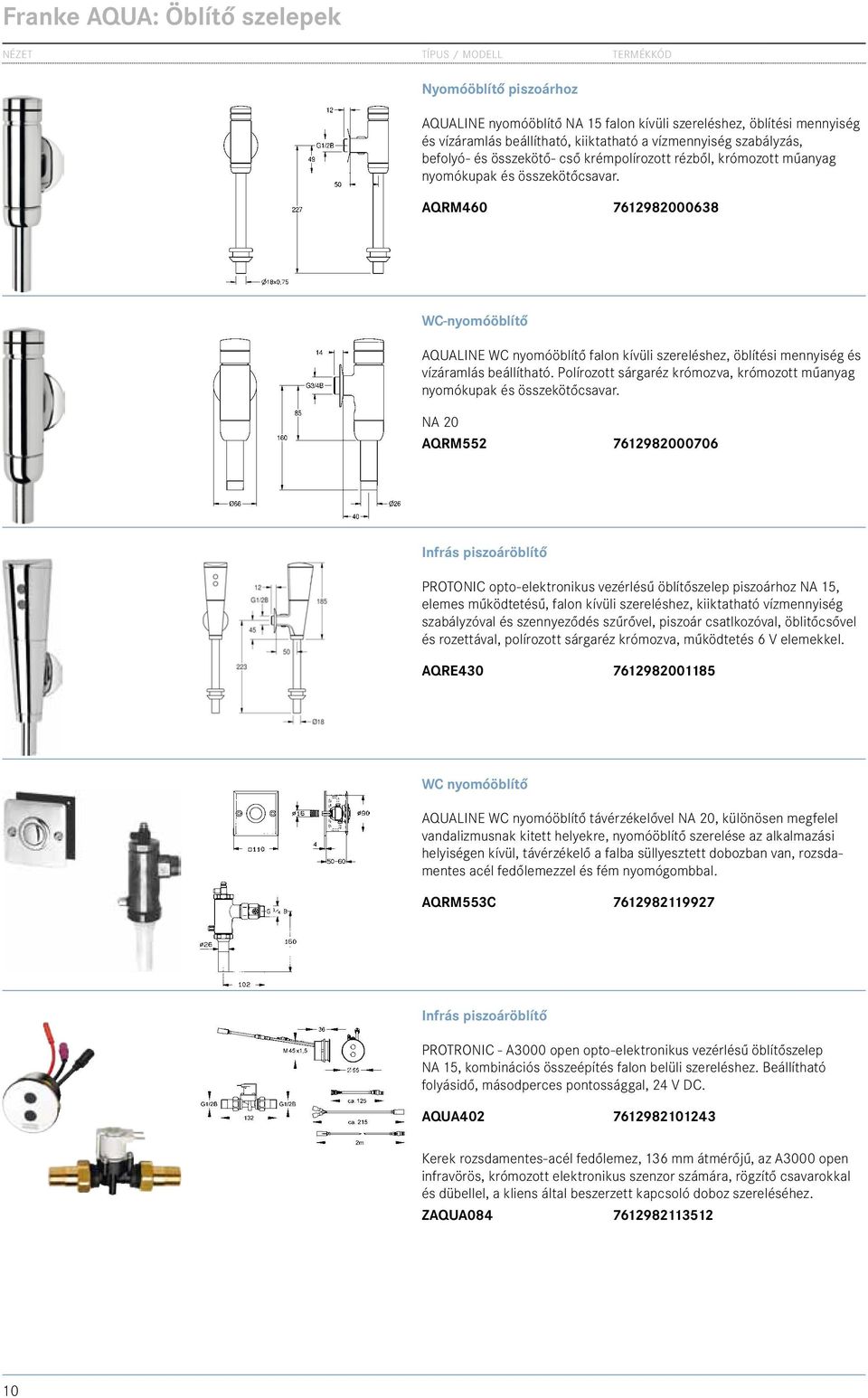 AQRM460 7612982000638 WC-nyomóöblítő AQUALINE WC nyomóöblítő falon kívüli szereléshez, öblítési mennyiség és vízáramlás beállítható.