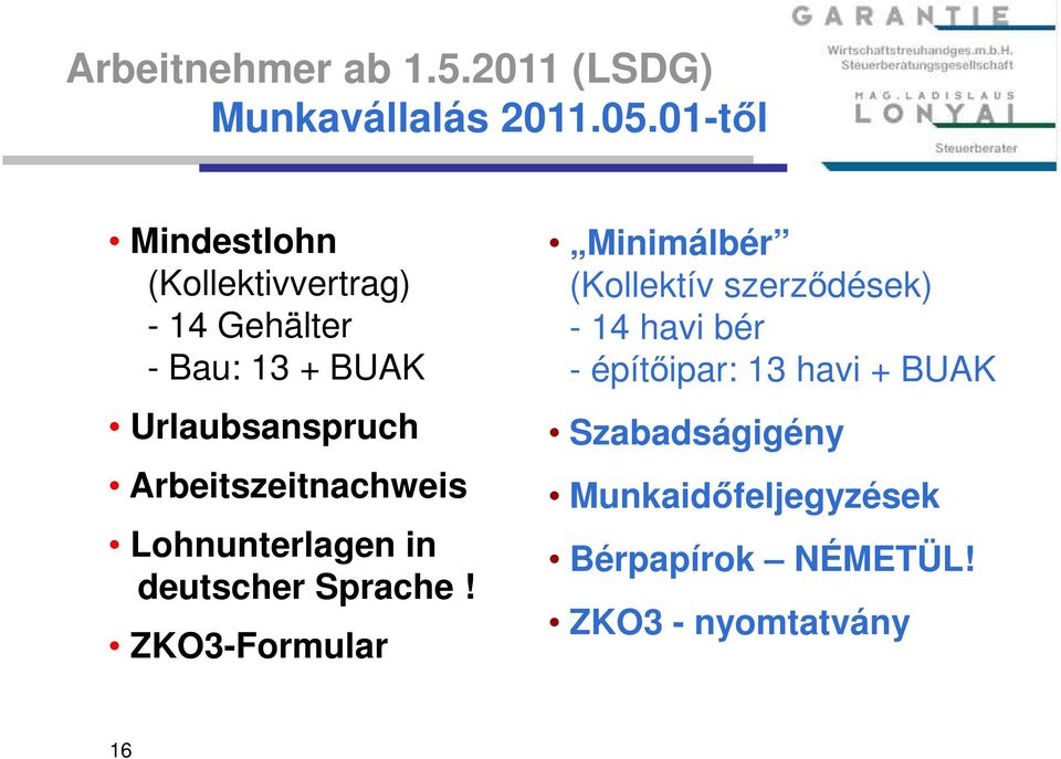 Arbeitszeitnachweis Lohnunterlagen in deutscher Sprache!