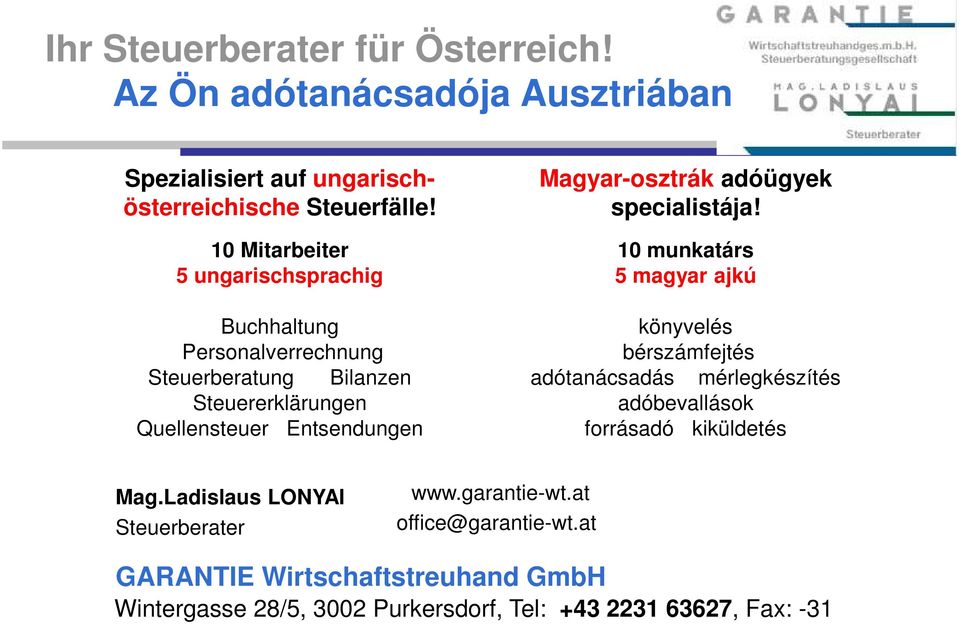 Magyar-osztrák adóügyek specialistája!