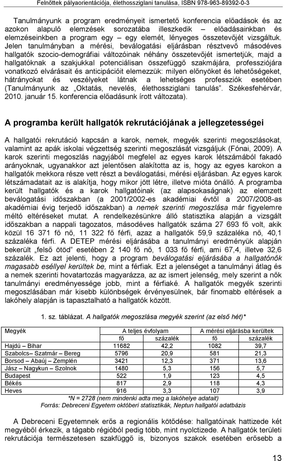 Jelen tanulmányban a mérési, beválogatási eljárásban résztvevő másodéves hallgatók szocio-demográfiai változóinak néhány összetevőjét ismertetjük, majd a hallgatóknak a szakjukkal potenciálisan