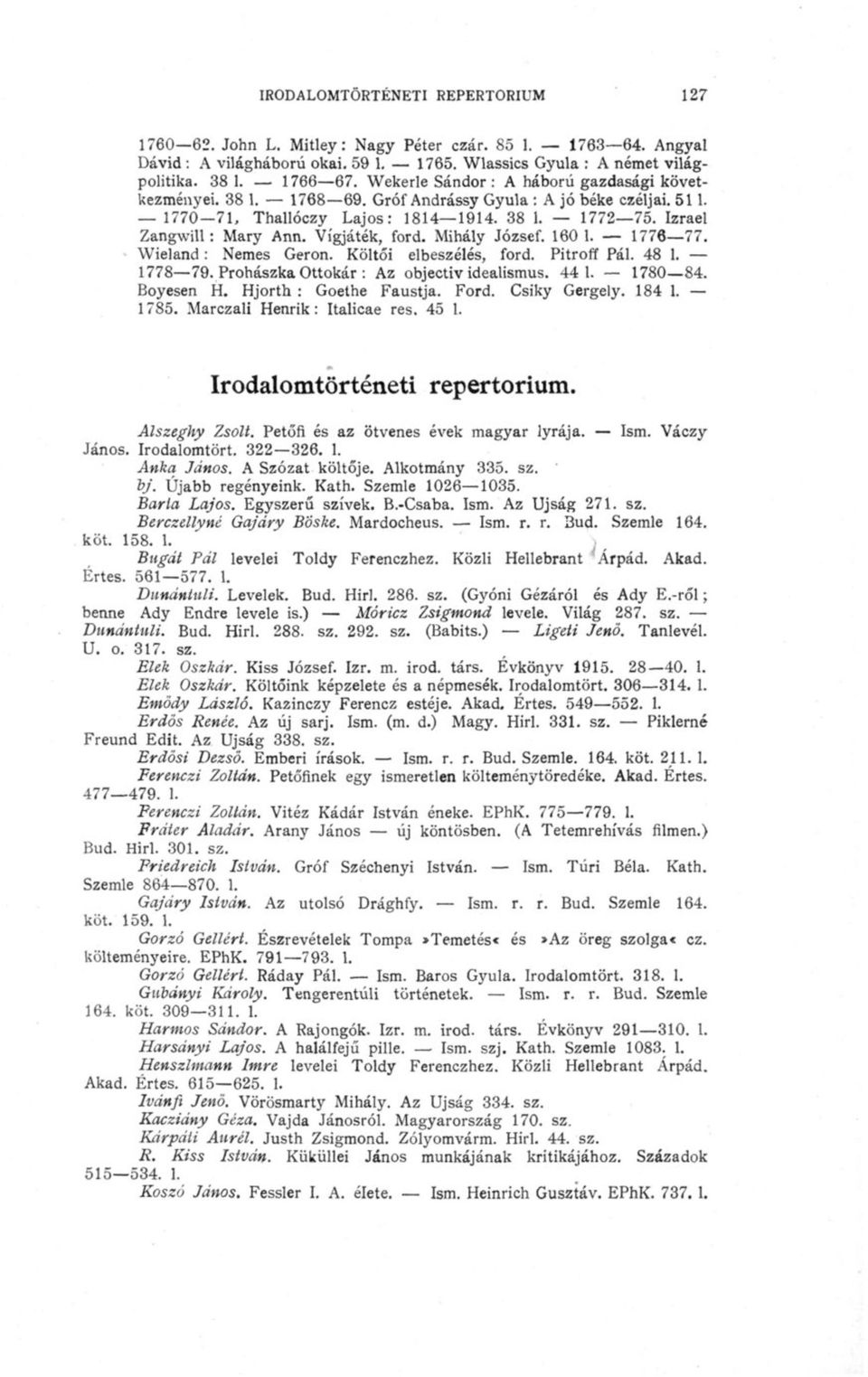 Vígjáték, ford. Mihály József. 160 1. 1776 77. Wieland: Nemes Geron. Költői elbeszélés, ford. Pitroff Pál. 48 1. 1778 79. Prohászka Ottokár : Az objectiv idealismus. 44 1. 1780 84. Boyesen H.