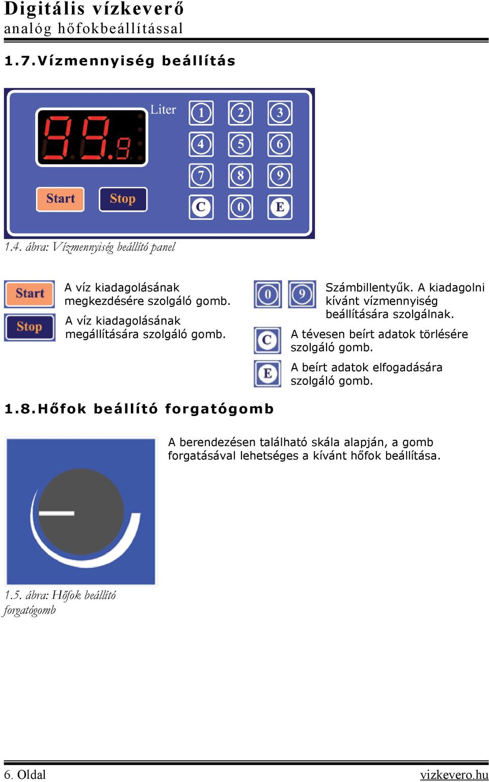 A tévesen beírt adatok törlésére szolgáló gomb. A beírt adatok elfogadására szolgáló gomb. 1.8.