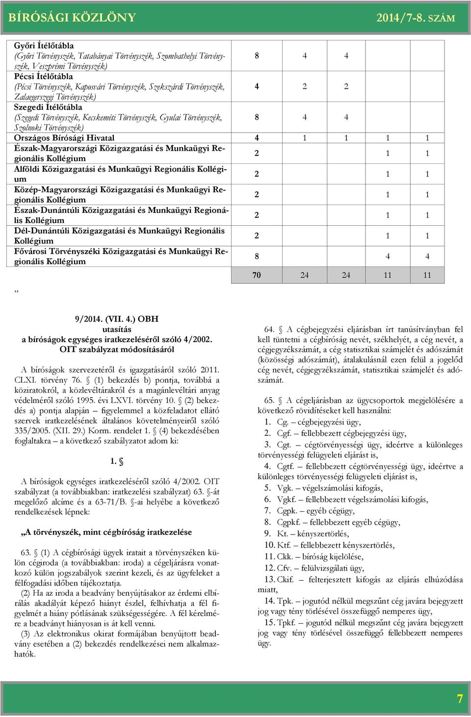 Észak-Magyarországi Közigazgatási és Munkaügyi Regionális Kollégium 2 1 1 Alföldi Közigazgatási és Munkaügyi Regionális Kollégium 2 1 1 Közép-Magyarországi Közigazgatási és Munkaügyi Regionális