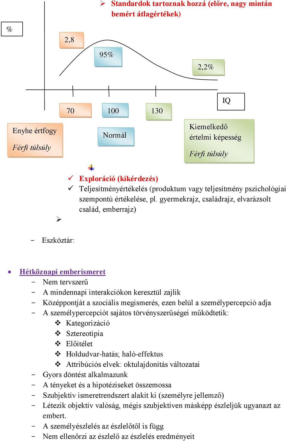 gyermekrajz, családrajz, elvarázsolt család, emberrajz) Hétköznapi emberismeret - Nem tervszerű - A mindennapi interakciókon keresztül zajlik - Középpontját a szociális megismerés, ezen belül a