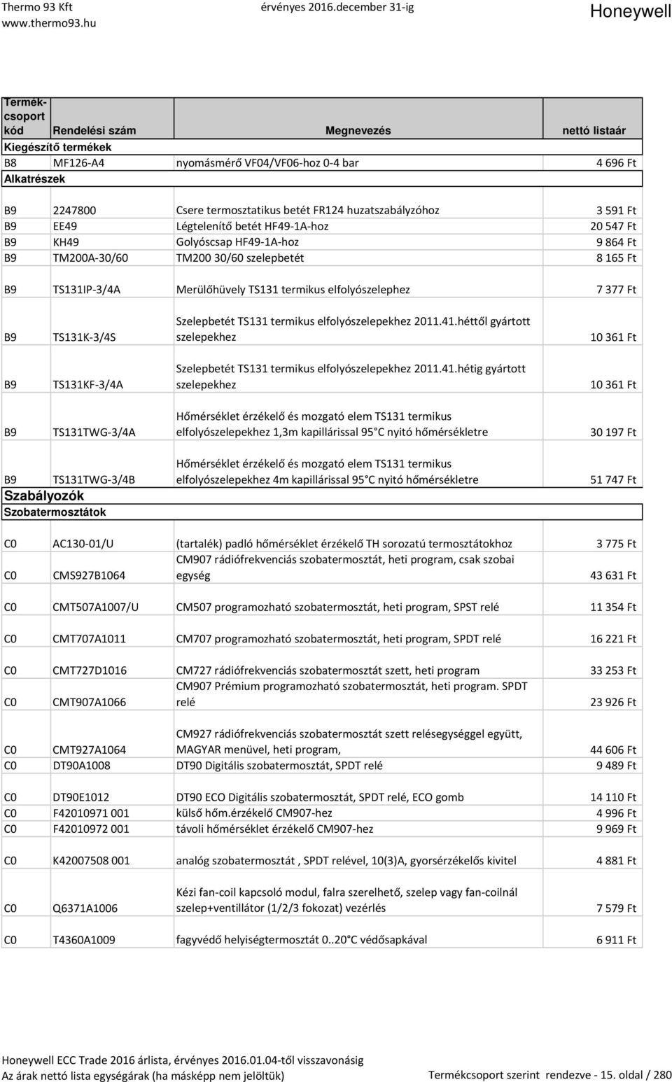 termikus elfolyószelepekhez 2011.41.