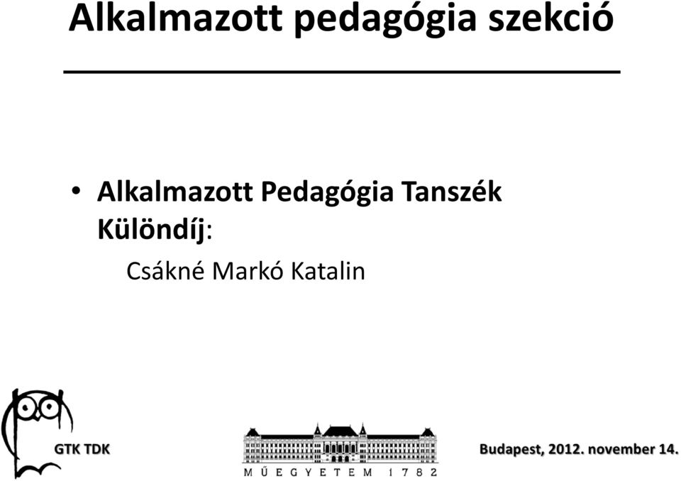 Pedagógia Tanszék