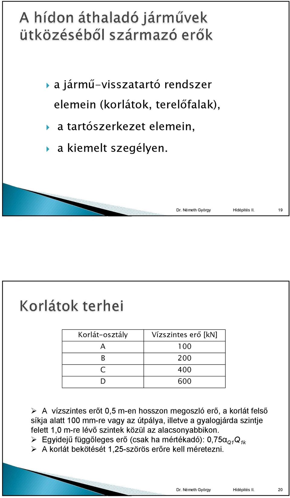 korlát felső síkja alatt 100 mm-re vagy az útpálya, illetve a gyalogjárda szintje felett 1,0 m-re lévő szintek közül