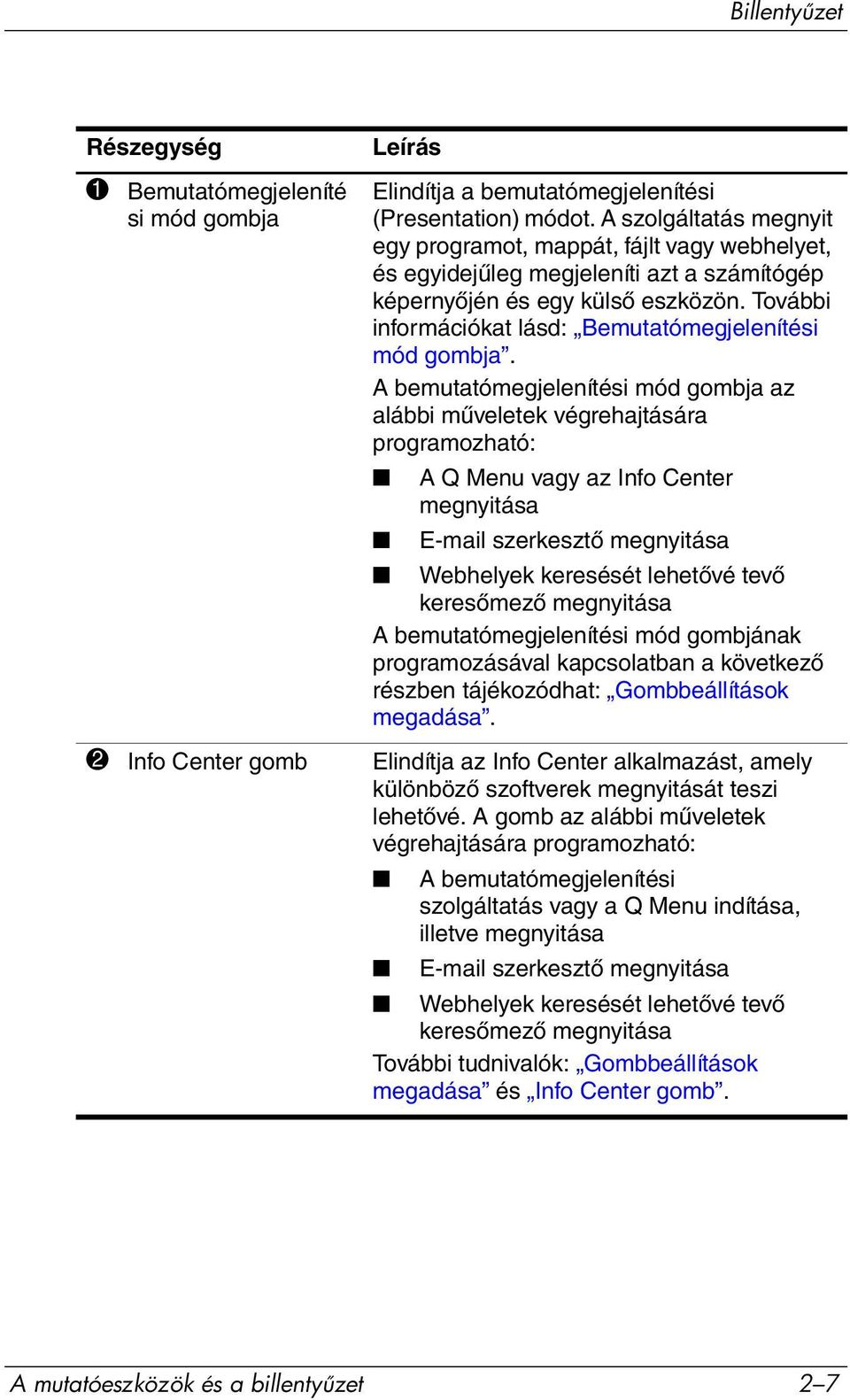 További információkat lásd: Bemutatómegjelenítési mód gombja.