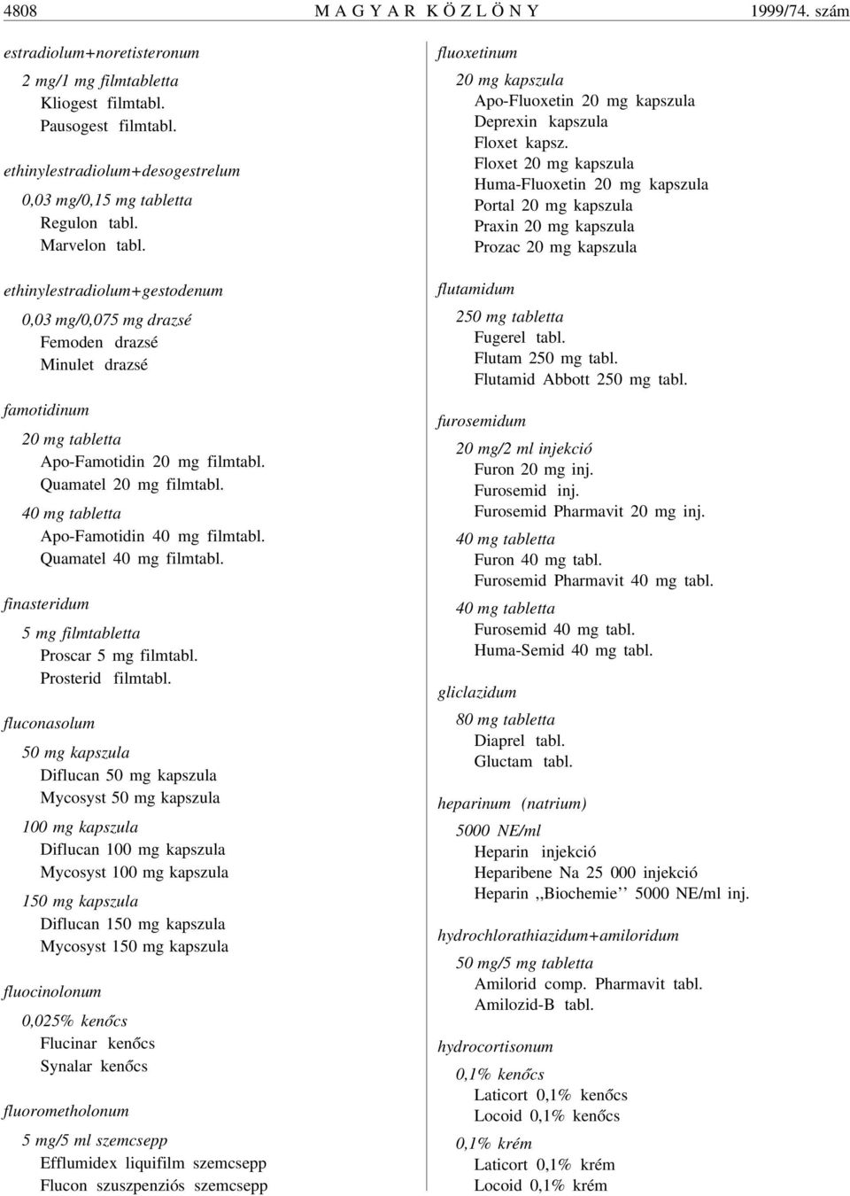 ethinylestradiolum+gestodenum 0,03 mg/0,075 mg drazsé Femoden drazsé Minulet drazsé famotidinum 20 mg tabletta Apo-Famotidin 20 mg filmtabl. Quamatel 20 mg filmtabl.