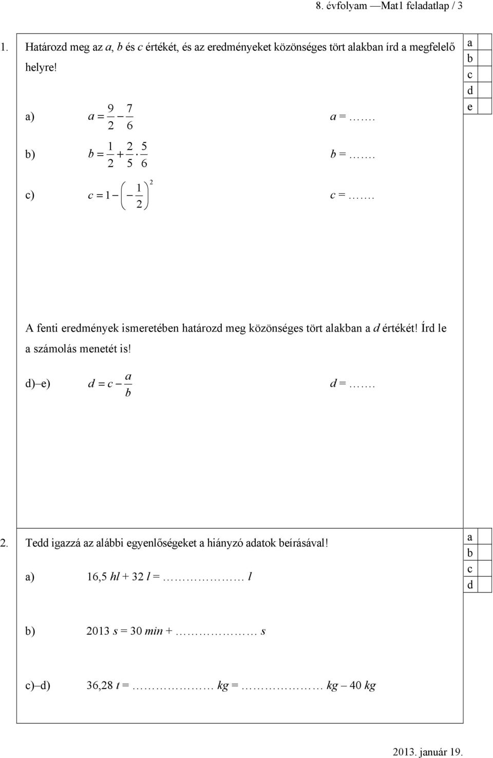 MATEMATIKA FELADATLAP a 8. évfolyamosok számára - PDF Free Download