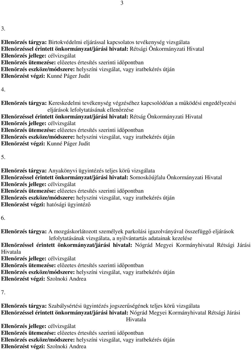 Ellenőrzés tárgya: Kereskedelmi tevékenység végzéséhez kapcsolódóan a működési engedélyezési eljárások lefolytatásának ellenőrzése Ellenőrzéssel érintett önkormányzat/járási hivatal: Rétság