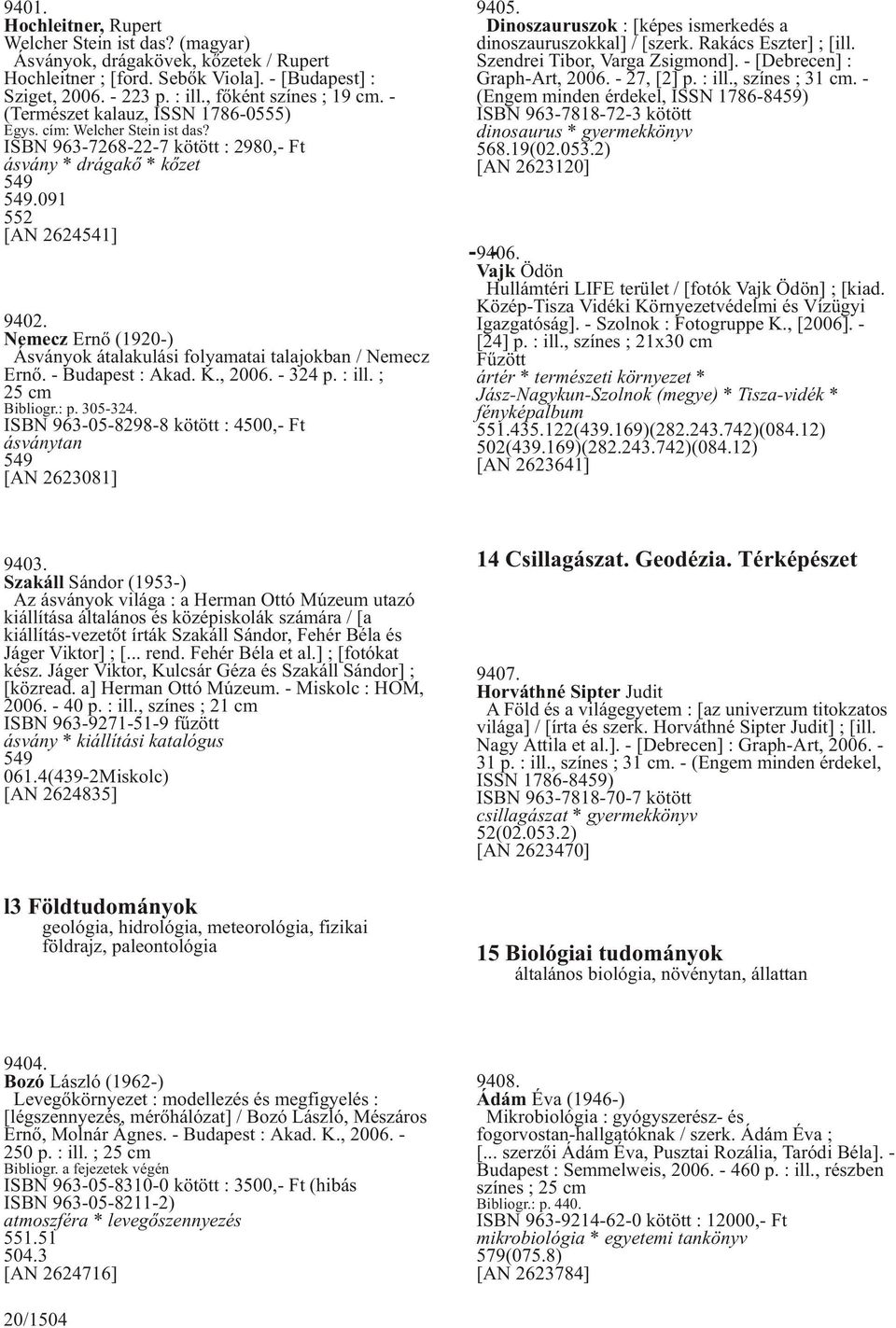 Nemecz Ernõ (1920-) Ásványok átalakulási folyamatai talajokban / Nemecz Ernõ. - Budapest : Akad. K., 2006. - 324 p. : ill. ; 25 cm Bibliogr.: p. 305-324.