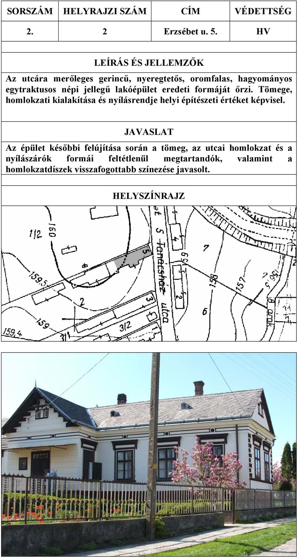 jellegű lakóépület eredeti formáját őrzi.