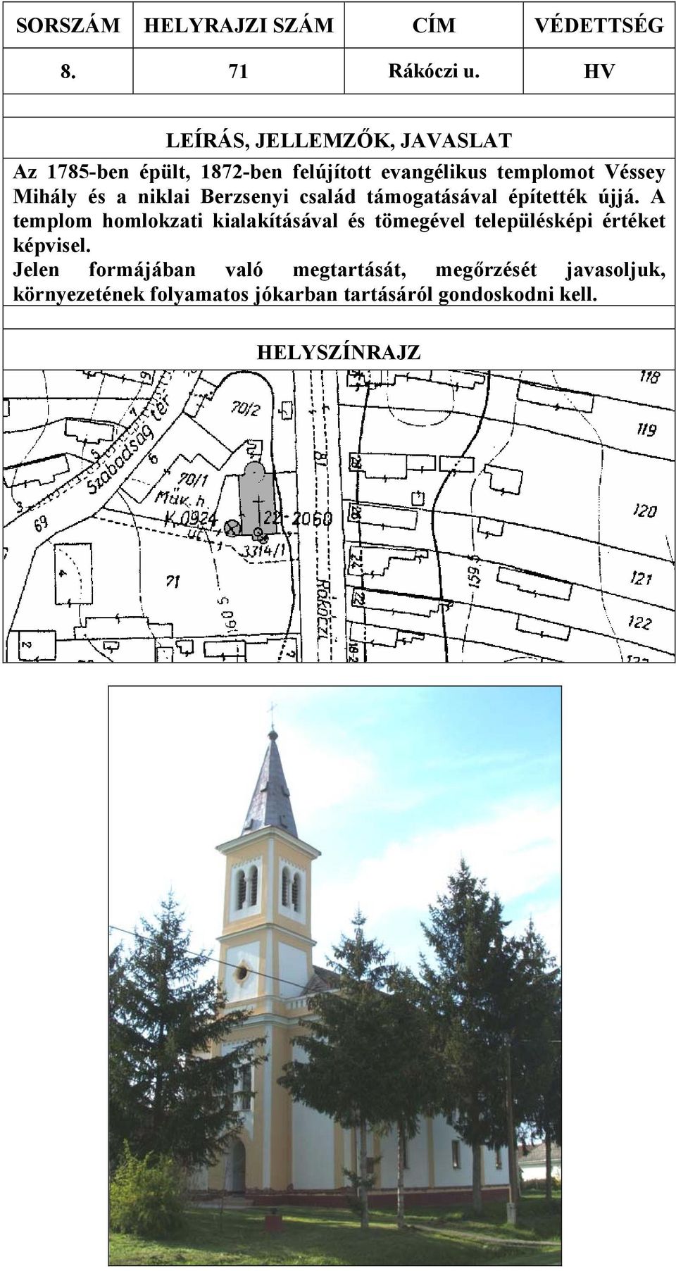 Véssey Mihály és a niklai Berzsenyi család támogatásával építették újjá.