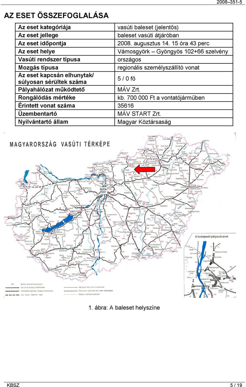 15 óra 43 perc Az eset helye Vámosgyörk Gyöngyös 102+66 szelvény Vasúti rendszer típusa országos Mozgás típusa regionális személyszállító vonat