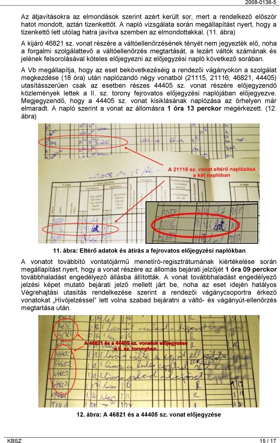 vonat részére a váltóellenőrzésének tényét nem jegyezték elő, noha a forgalmi szolgálattevő a váltóellenőrzés megtartását, a lezárt váltók számának és jelének felsorolásával köteles előjegyezni az