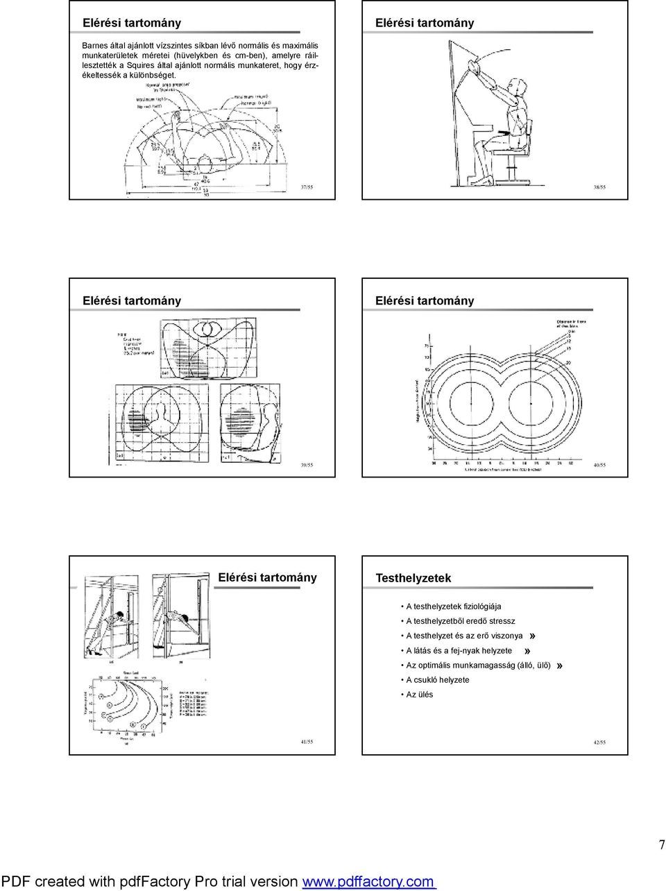 37/55 38/55 Elérési tartomány Elérési tartomány 39/55 40/55 Elérési tartomány Testhelyzetek A testhelyzetek fiziológiája A