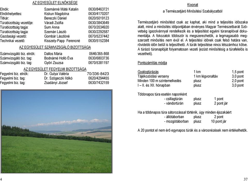 EGYESÜLET SZÁMVIZSGÁLÓ BIZOTTSÁGA Számvizsgáló biz. elnök: Dallos Mária 0646/365-868 Számvizsgáló biz. tag: Bodnárné Holló Éva 0630/6803736 Számvizsgáló biz.