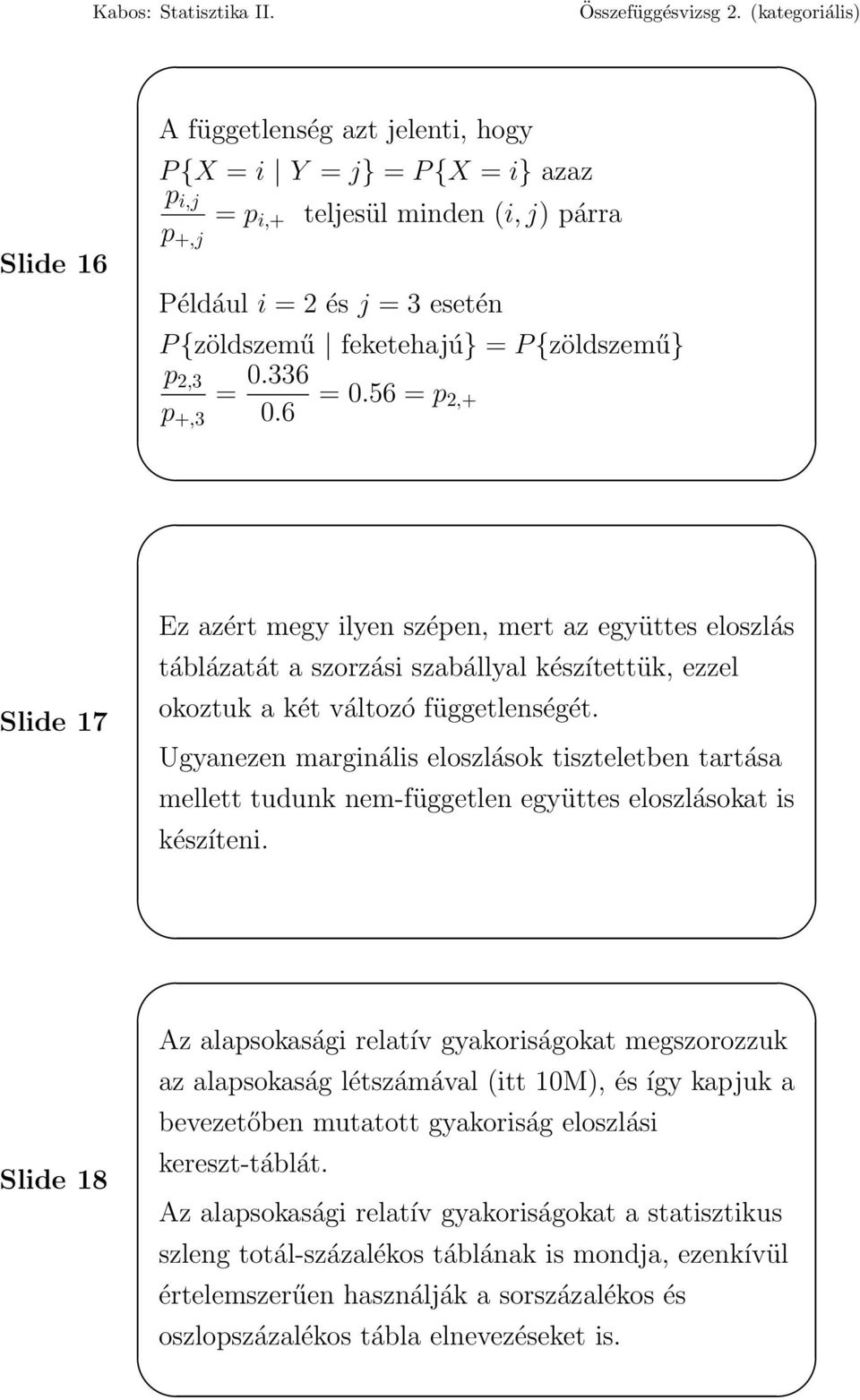 Ugyanezen marginális eloszlások tiszteletben tartása mellett tudunk nem-független együttes eloszlásokat is készíteni.