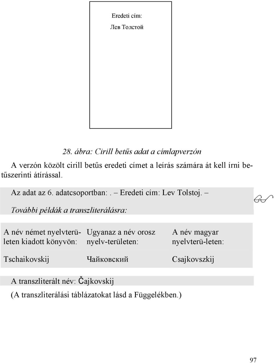 betűszerinti átírással. Az adat az 6. adatcsoportban:. Eredeti cím: Lev Tolstoj.