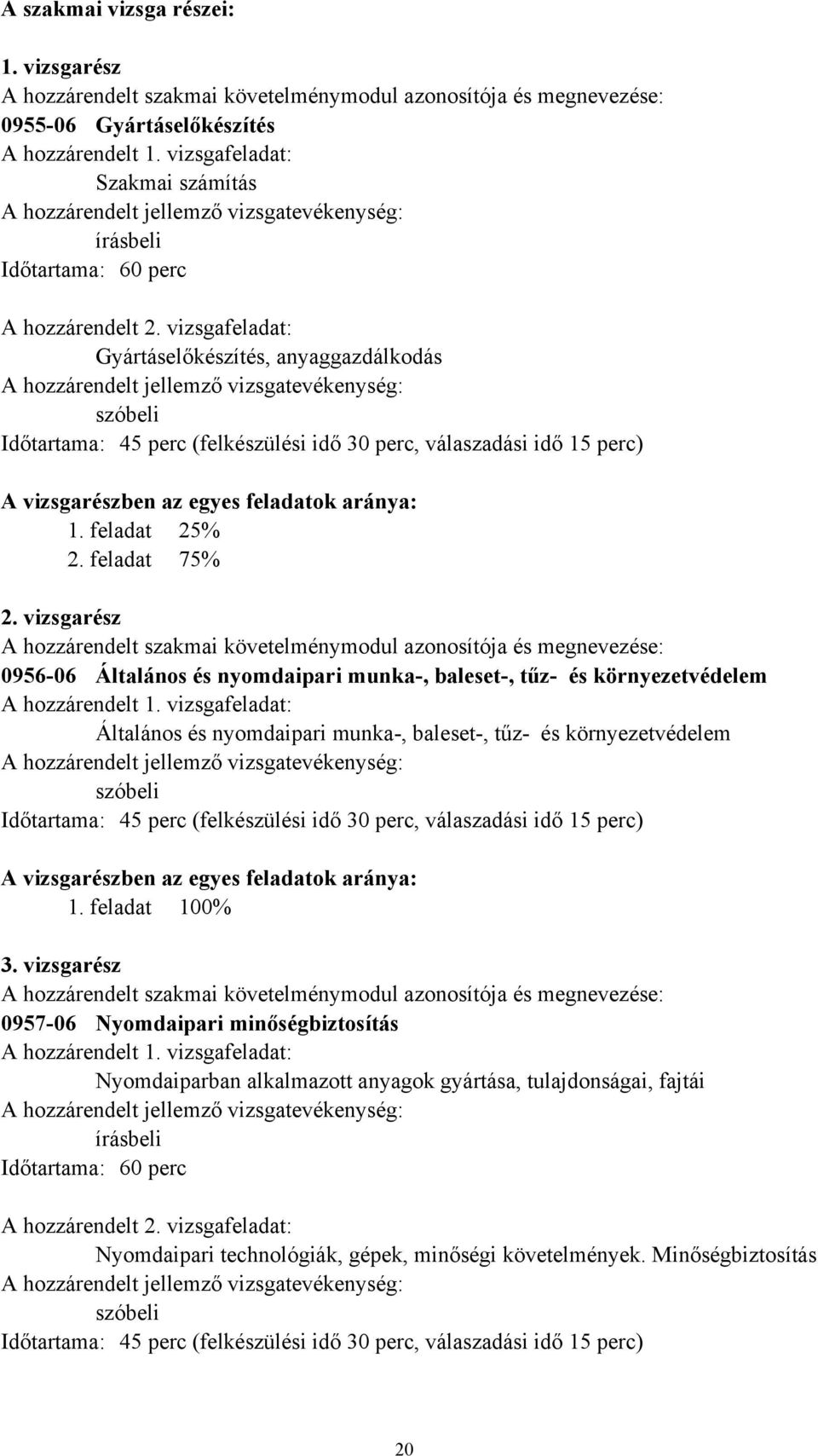vizsgafeladat: Gyártáselőkészítés, anyaggazdálkodás A hozzárendelt jellemző vizsgatevékenység: szóbeli Időtartama: 45 perc (felkészülési idő 30 perc, válaszadási idő 15 perc) A vizsgarészben az egyes