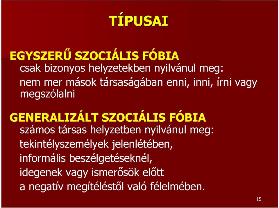 számos társas helyzetben nyilvánul meg: tekintélyszemélyek jelenlétében, informális
