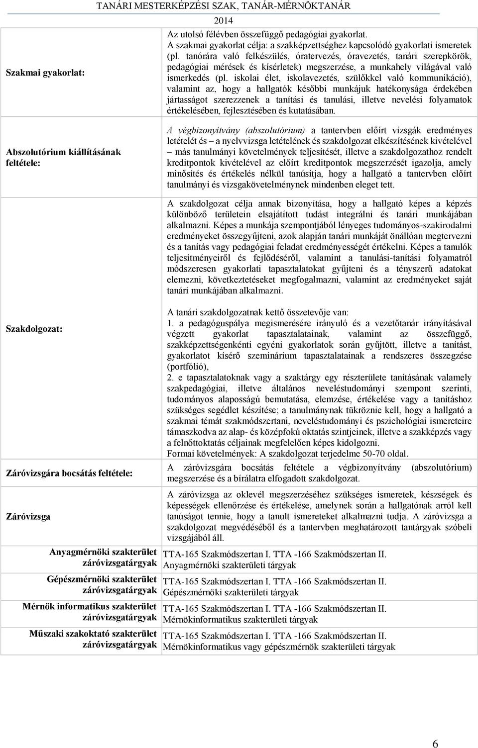 iskolai élet, iskolavezetés, szülőkkel való kommunikáció), valamint az, hogy a hallgatók későbbi munkájuk hatékonysága érdekében jártasságot szerezzenek a tanítási és tanulási, illetve nevelési