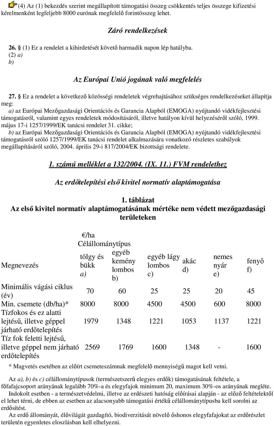 Ez a rendelet a következő közösségi rendeletek végrehajtásához szükséges rendelkezéseket állapítja meg: a) az Európai Mezőgazdasági Orientációs és Garancia Alapból (EMOGA) nyújtandó vidékfejlesztési