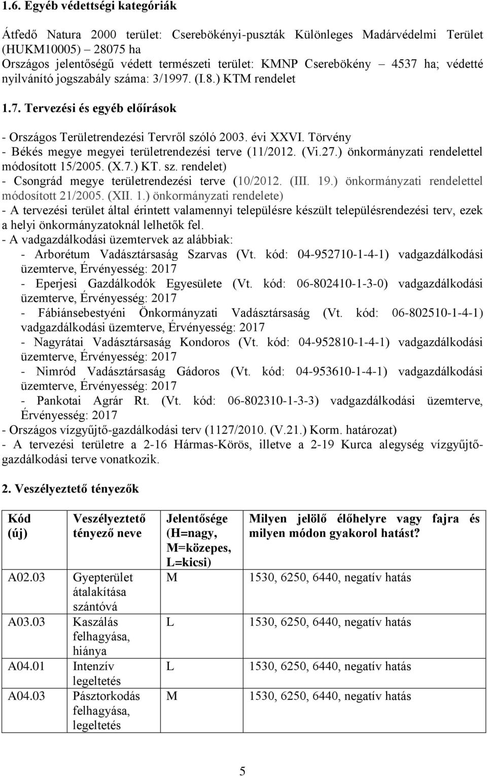 Törvény - Békés megye megyei területrendezési terve (11/2012. (Vi.27.) önkormányzati rendelettel módosított 15/2005. (X.7.) KT. sz. rendelet) - Csongrád megye területrendezési terve (10/2012. (III.