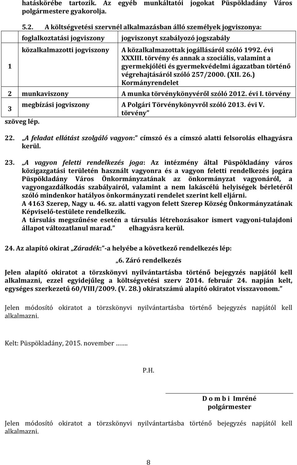 évi XXXIII. törvény és annak a szociális, valamint a gyermekjóléti és gyermekvédelmi ágazatban történő végrehajtásáról szóló 257/2000. (XII. 26.