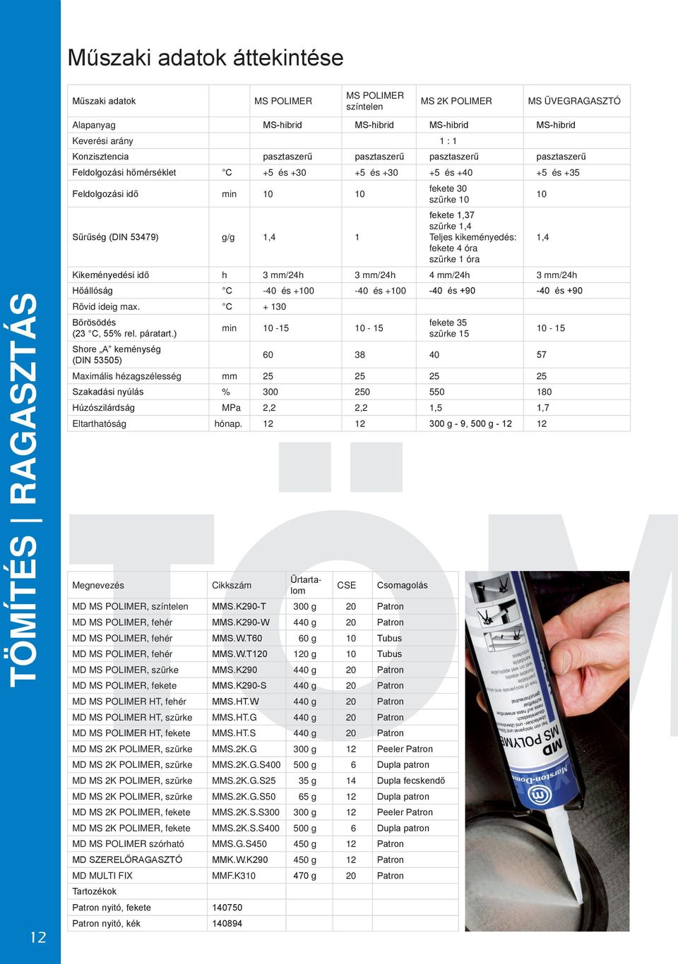 fekete 1,37 szürke 1,4 Teljes kikeményedés: 1,4 fekete 4 óra szürke 1 óra Kikeményedési idő h 3 mm/24h 3 mm/24h 4 mm/24h 3 mm/24h Hőállóság C -40 és +0-40 és +0-40 és +90-40 és +90 Rövid ideig max.