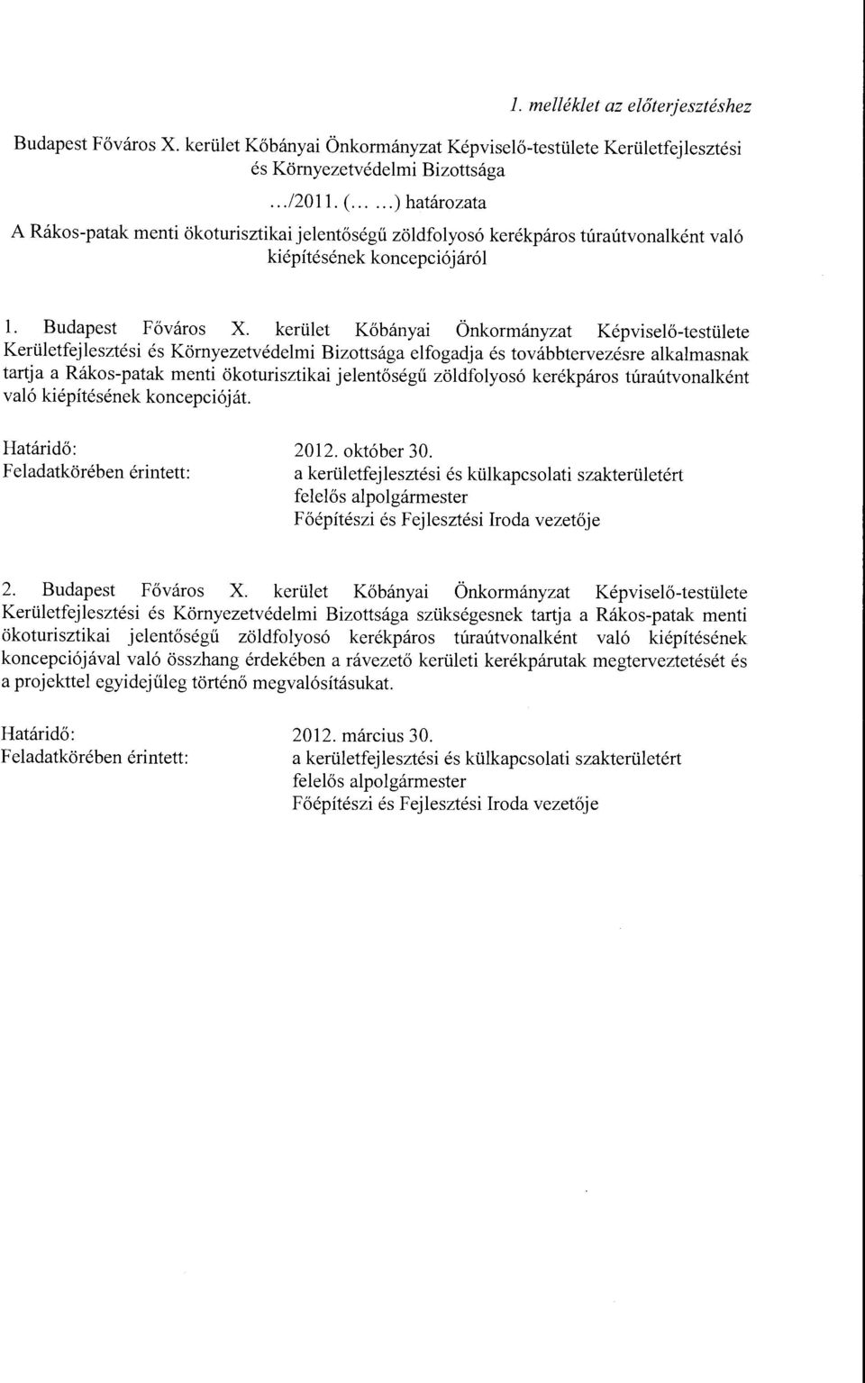 kerület Kőbányai Önkormányzat Képviselő-testülete Kerületfejlesztési és Környezetvédelmi Bizottsága elfogadja és továbbtervezésre alkalmasnak tartja a Rákos-patak menti ökoturisztikai jelentőségű