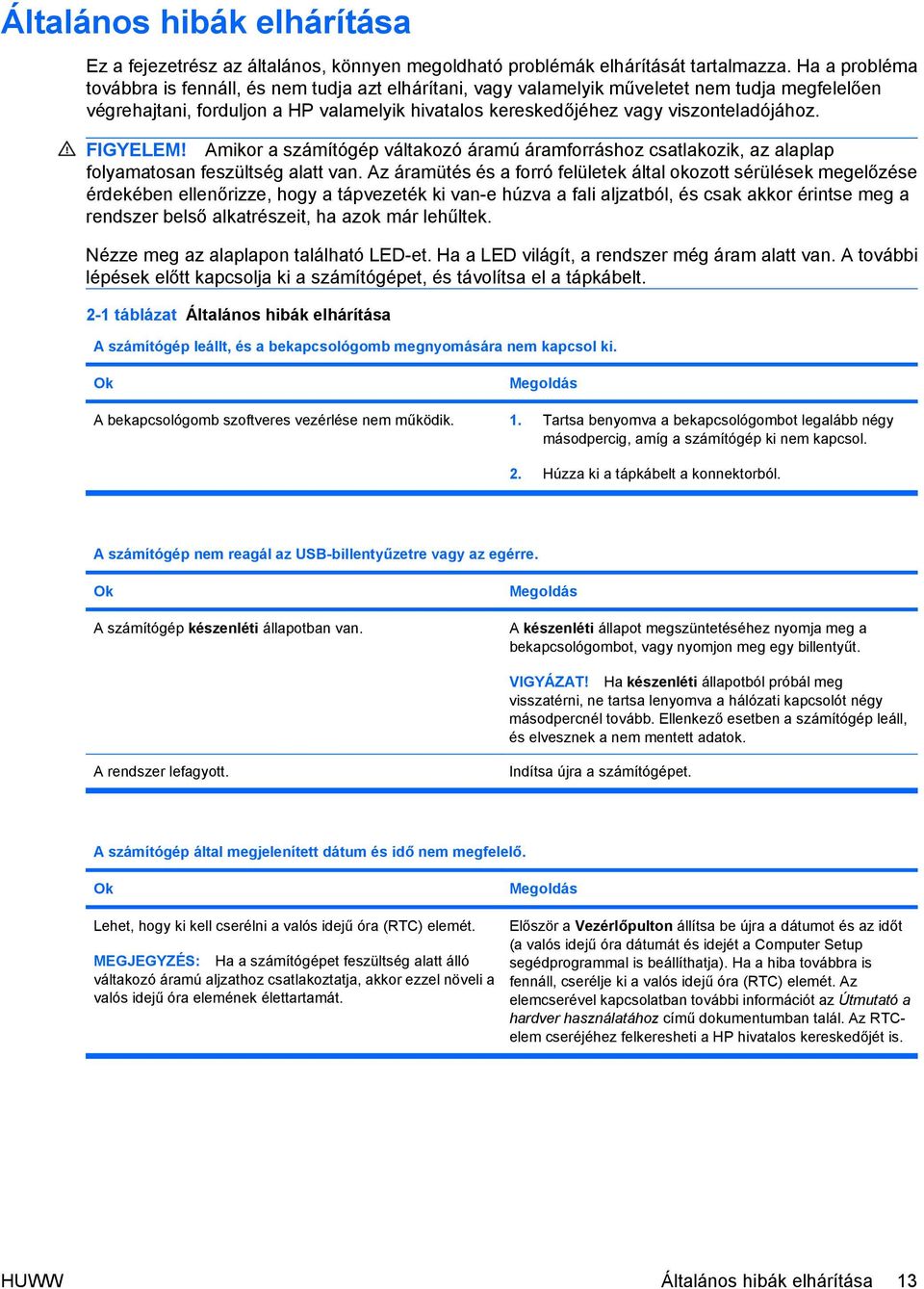 FIGYELEM! Amikor a számítógép váltakozó áramú áramforráshoz csatlakozik, az alaplap folyamatosan feszültség alatt van.