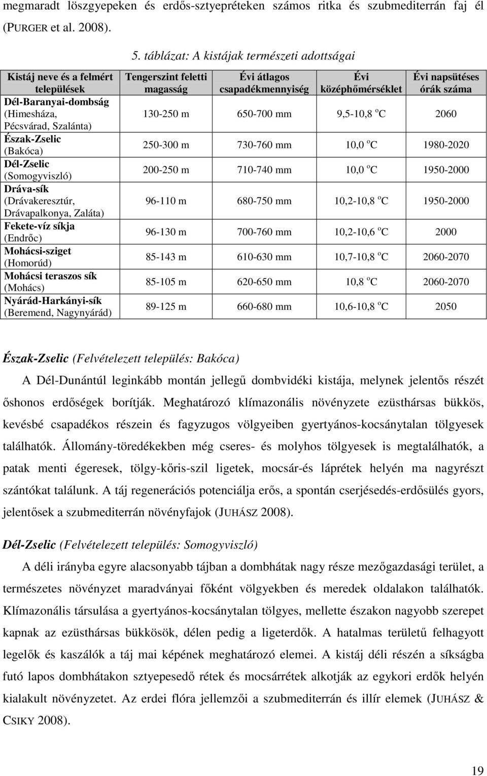 (Drávakeresztúr, Drávapalkonya, Zaláta) Fekete-víz síkja (Endrıc) Mohácsi-sziget (Homorúd) Mohácsi teraszos sík (Mohács) Nyárád-Harkányi-sík (Beremend, Nagynyárád) Tengerszint feletti magasság Évi