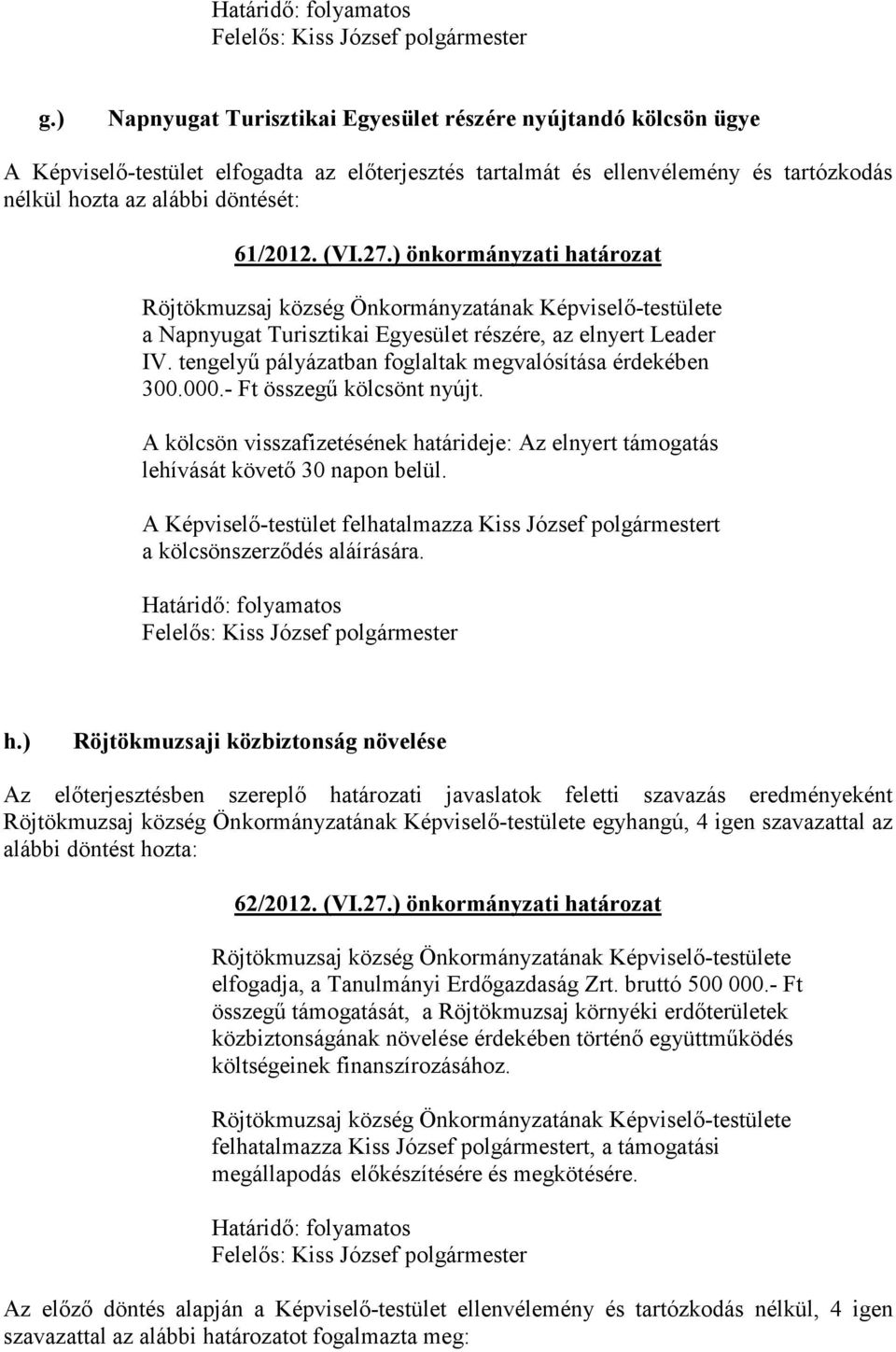 A kölcsön visszafizetésének ha