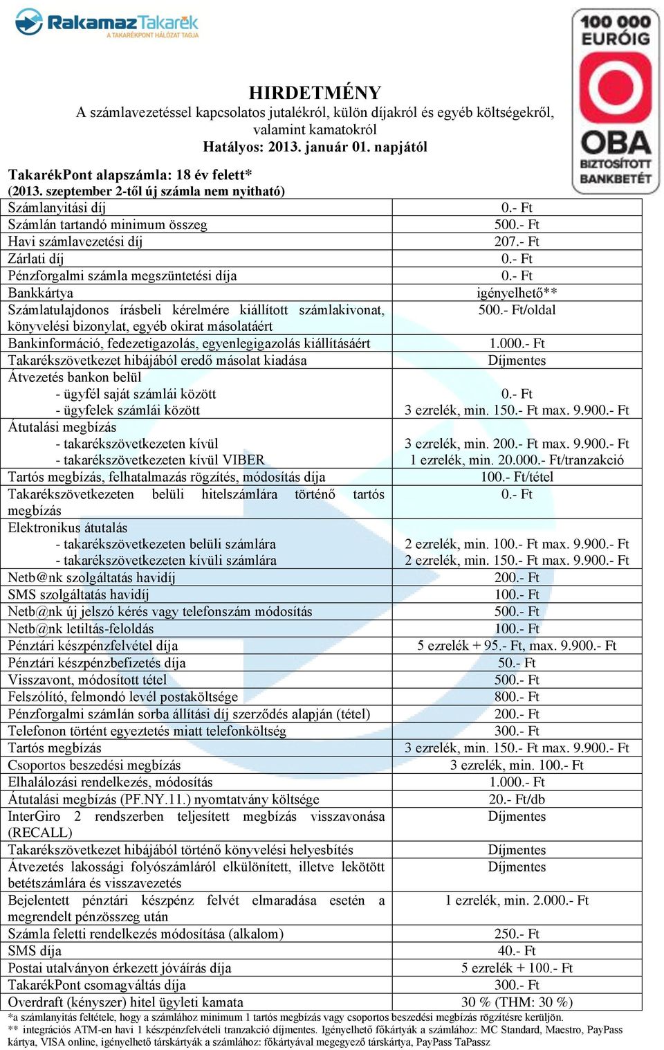 00 2/db 1 ezrelék, min. 2.00 25 4 5 ezrelék + 10 30 *a számlanyitás feltétele, hogy a számlához minimum 1 tartós vagy csoportos beszedési rögzítésre kerüljön.
