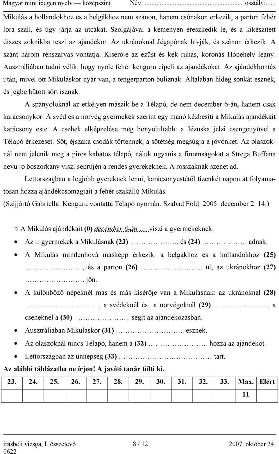 Kísérője az ezüst és kék ruhás, koronás Hópehely leány. Ausztráliában tudni vélik, hogy nyolc fehér kenguru cipeli az ajándékokat.