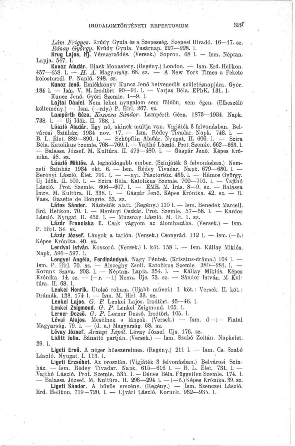 Emlékkönyv Kuncz Jenő hetvenedik születésnapjára. Győr. 184 1. Ism. V. M. Irodtört. 90 91. I. Varjas Béla. EPhK. 131. L Kuncz Jenő. Győri Szemle. 1 9. 1. Lajtai Dániel.