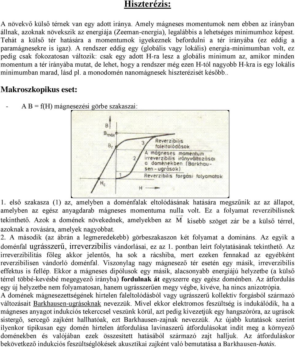 Tehát a külső tér hatására a momentumok igyekeznek befordulni a tér irányába (ez eddig a paramágnesekre is igaz).