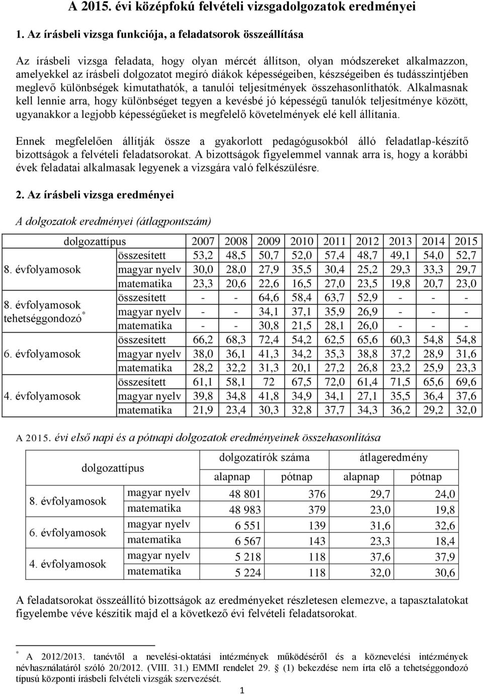 képességeiben, készségeiben és tudásszintjében meglevő különbségek kimutathatók, a tanulói teljesítmények összehasonlíthatók.