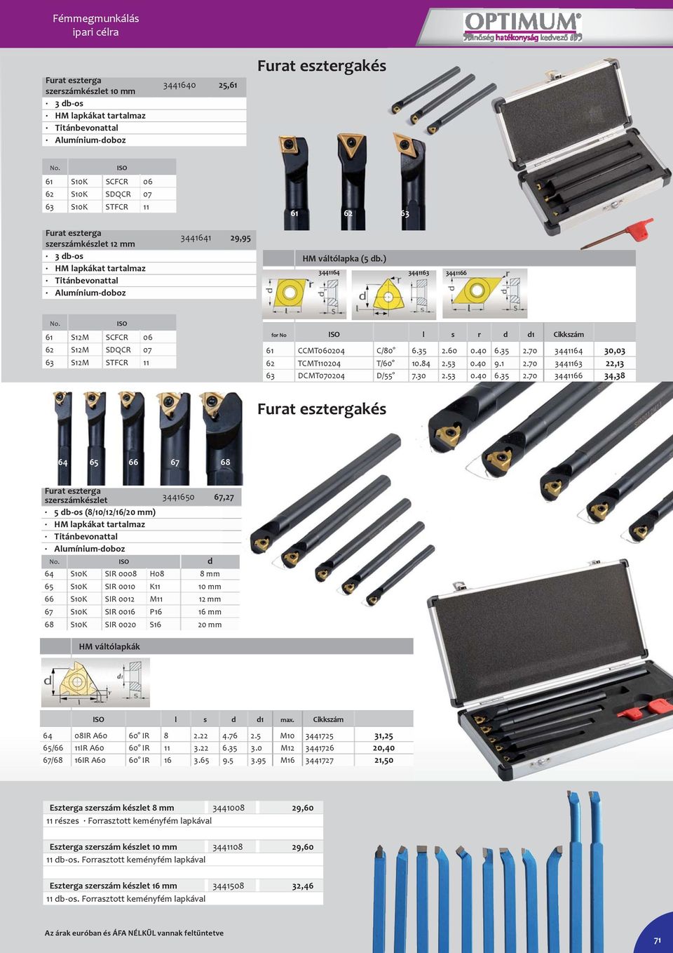 ISO 6 S2M SCFCR 06 62 S2M SDQCR 07 63 S2M STFCR for No ISO l s r d d Cikkszám 6 CCMT060204 C/80 6.35 2.60 0.40 6.35 2.70 34464 30,03 62 TCMT0204 T/60 0.84 2.53 0.40 9. 2.70 34463 22,3 63 DCMT070204 D/55 7.