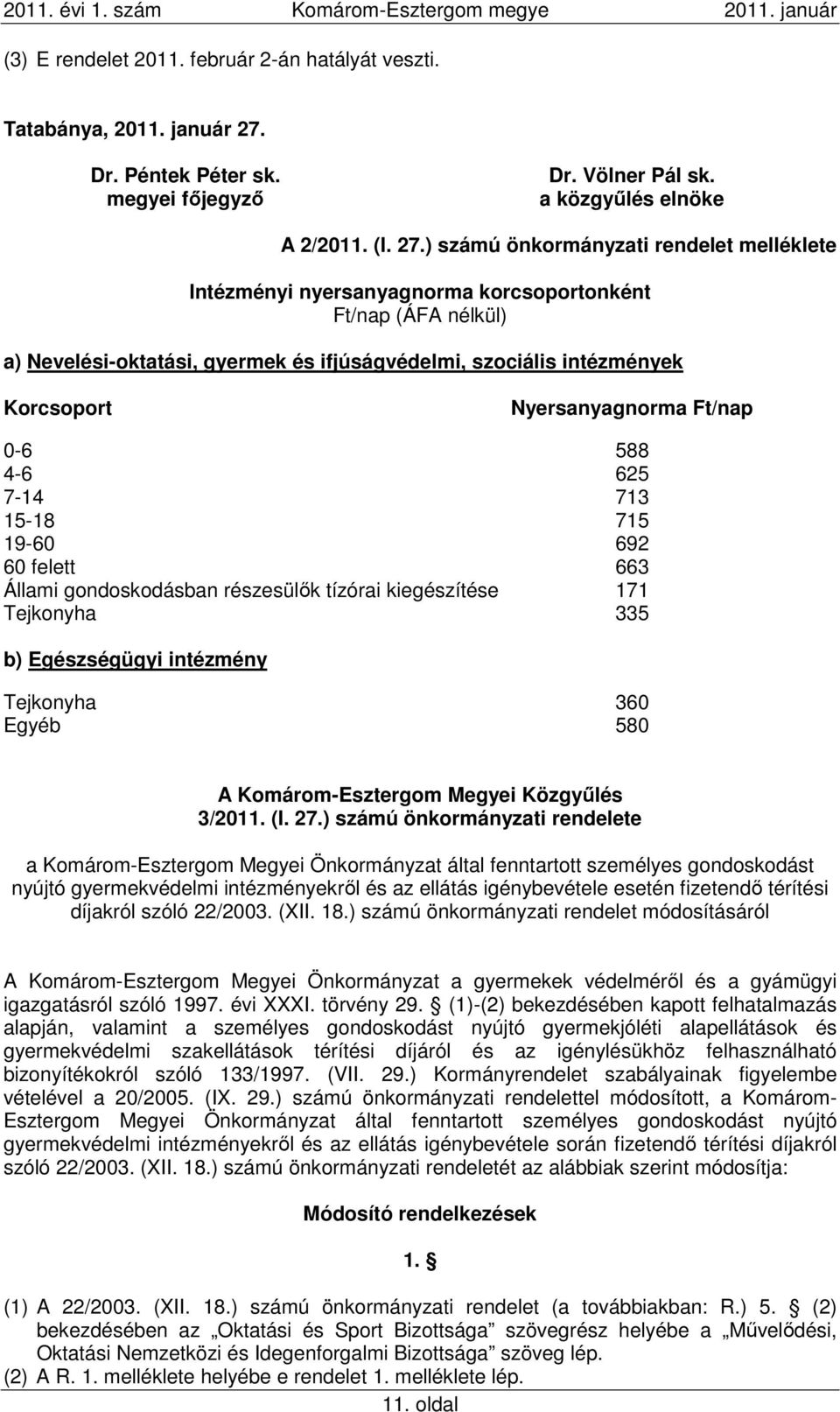 ) számú önkormányzati rendelet melléklete Intézményi nyersanyagnorma korcsoportonként Ft/nap (ÁFA nélkül) a) Nevelési-oktatási, gyermek és ifjúságvédelmi, szociális intézmények Korcsoport