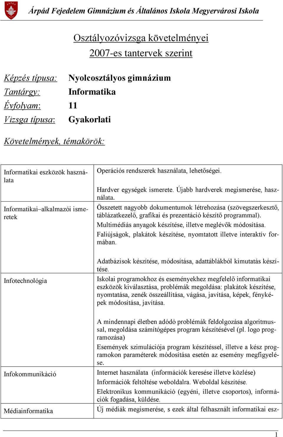 Összetett nagyobb dokumentumok létrehozása (szövegszerkesztő, táblázatkezelő, grafikai és prezentáció készítő programmal). Multimédiás anyagok készítése, illetve meglévők módosítása.