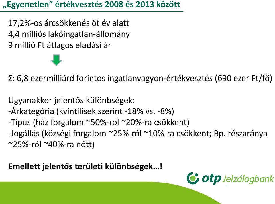 különbségek: -Árkategória (kvintilisek szerint -18% vs.