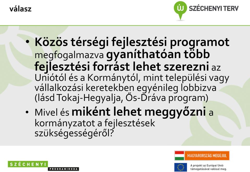 vagy vállalkozási keretekben egyénileg lobbizva (lásd Tokaj- Hegyalja, Ős- Dráva